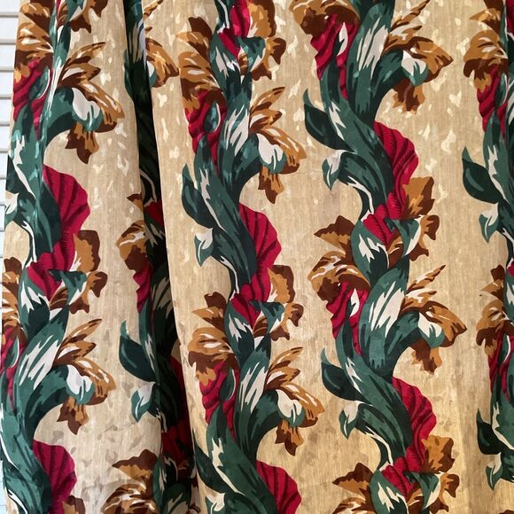 NICOLA Floral Print Blouse Pullover Long Sleeves Silky Beige Green Red, Size 10 - Picture 4 of 11